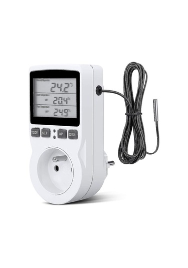 Dijital / Isıtma Ve Soğutma Termostat Soketi Lcd Sıcaklık Kontrolörü, Sera Sıcaklık Kontrolörü/teraryum Termostatı Soket İçin 230v