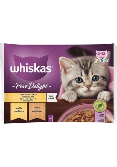 Whiskas Pouch Güveç Eti Çeşitli Yavru Kedi Konservesi 85gr 4 Lü Paket X 4 Adet