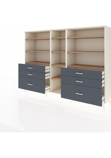 Hyperion Dolap 10 Raflı 6 Çekmeceli 220x44x163 Aytaşı-çam/antras Aytaşı-çam/antrasit