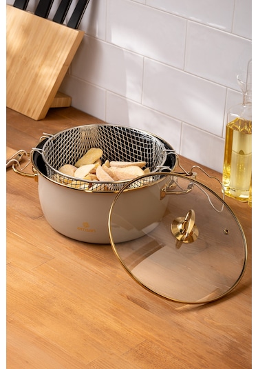 Emsan Retro Emaye Kızartma Tenceresi Bej