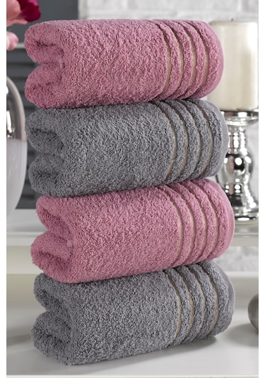 Casnack Diana Havlu Seti 4'lü 800gr. 50x90cm - Mürdüm-antrasit