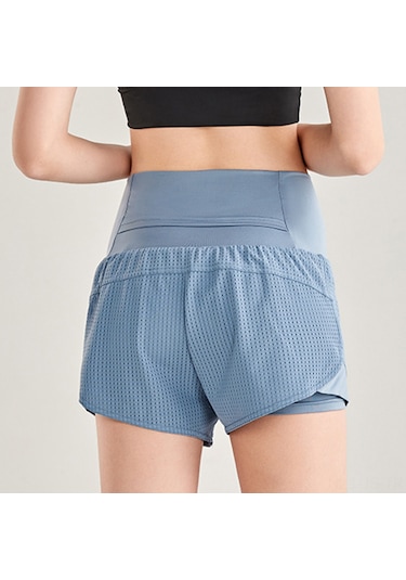 Jeemson Kadın Spor Şortu: Yoga, Koşu Ve Fitness İçin Yüksek Bel Hızlı Kuruma Özellikli Mavi Şort Mavi