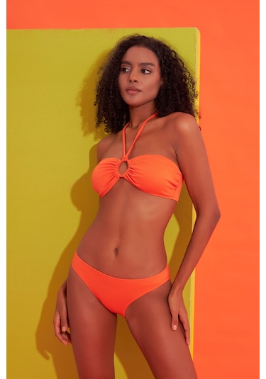 Loya Kadın Turuncu Fitilli Straplez Tek Üst Bikini