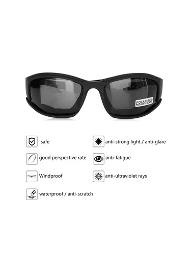 Yaozixa Askeri Kaliteli 4 Çeşit Lensli Polarize Koruyucu Gözlük - Rüzgar, Kum Ve Uv Koruma - Bisiklet, Sürüş, Outdoor Etkinlikler İçin Gri