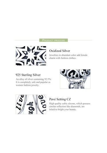 S925 Ayar Gümüş İçi Boş Kalp Şeklinde Desen Gevşek Boncuk Dıy Bilezik Mektup Boncuk Çok Renkli