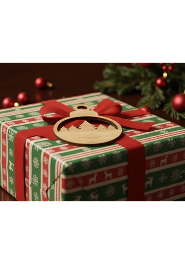 10 Parça Ahşap Yılbaşı Ağacı Süs Seti Ortalama 6-8 Cm Noel Ağacı Süsü