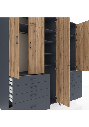Kronos Dolap 8 Raflı 8 Çekmeceli 3 Askılı 220x59x243 Antrasit-çam/antrasit Atlas Çam/antrasıt Kronos Dolap 8 Raflı 8 Çekmeceli 3 Askılı 220x59x243 Antrasit-çam/antrasit Atlas Çam/antrasıt