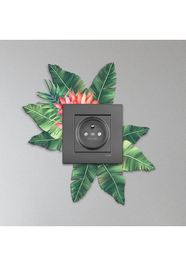 Cajuart Dekoratif Yeşil Çiçek Desenli Ahşap Priz Anahtar Sticker Dekor