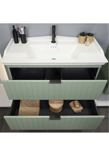 Kobos Noble 100 Cm Banyo Dolabı Seti Mint Yeşil