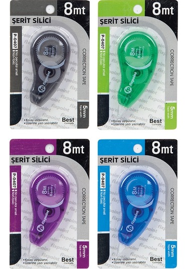 Şerit Daksil 5mmx8 Metre 4 Adet Şerit Düzeltici Fixpoint Şerit Silici Yazı Silici Büro Ofis Okul