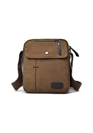 Günlük Trend Çok Bölmeli Kanvas Postacı Omuz Çantası Mh6662 Kahverengi