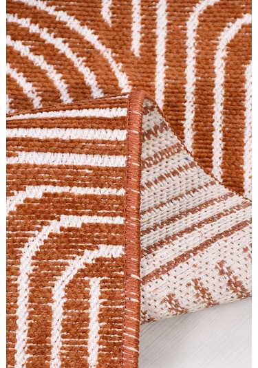 Revna Kiremit Turuncu Yıkanabilir Halı Kaydırmaz Tabanlı Pamuk Dokuma Salon Mutfak Koridor İçin Kiremit