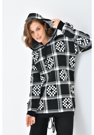 Ftz Women Kadın Dama Desenli İkili Takım Siyah 20604-siyah Siyah