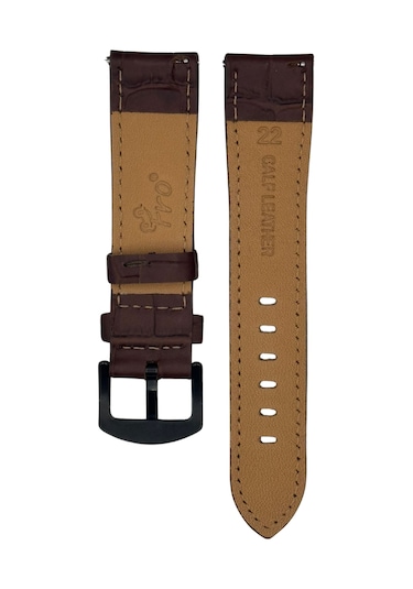 22 Mm Hakiki Deri Kroko Kahverengi Kordon Akıllı Pim