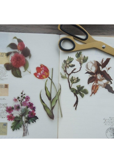 40 Adet Yağlıboya Çiçek Tarzı Şeffaf Etiket Scrapbooking Dıy Hediye Ambalaj Etiketi Hediye Dekorasyon Etiketi Diğer