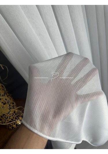 Tül Perde Yeni Nesil Çelik Desen Gramajlı Etek Kurşun Sarımlı Ekru