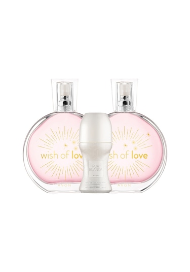 Avon Wish Of Love Kadın Parfüm EDT 2 x 50 ML + Roll-On Deodorant 50 ML