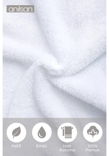 6'lı Gri-beyaz El Havlusu - 50x90 Cm, 225 Gr, %100 Pamuk, Spa Ve Otel Havlusu Beyaz - Gri