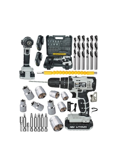 Mager 58 Watt Darbeli Germany Thechnology Çift Akülü 24 Parça Set  Şarjlı Vidalama Matkap