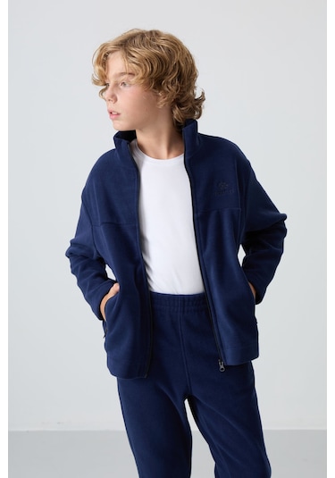 Tommy Life Lacivert Kalın Yumuşak Dokulu Standart Fit Nakışlı Polar Erkek Çocuk Sweatshirt - 11223 Lacivert
