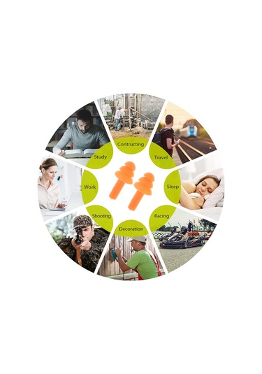 Gajeena 8 Paket Silikon Kulaklık - Su Geçirmez, Gürültü Engelleme, Uyku Ve Spor İçin, Taşınabilir Kutulu Turuncu