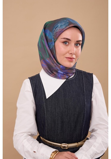 Silk Home Twill İpek Eşarp 11480-77 Füme, Patina, Bebe Mavi, Saks,yeşil