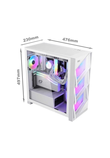 Dragos Air 4X Argb Usb 3.0 + Type-C Atx Mid Tower Oyuncu Bilgisayar Kasası Beyaz