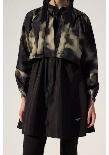 Rüzgarlıklı 3'lü Tesettür Mayo Takımı Flu Batik Flu Batik