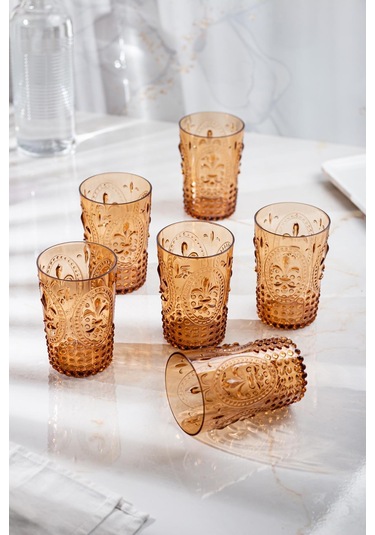 Akrilik Bal 6'lı Kısa Bardak & Su Meşrubat Kahve Yanı Bardağı 400 Ml Cam Değildir Bal