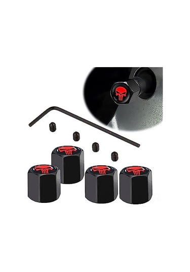 Youtek Oto Lastik Valf Kapağı 4'lü Set - Hırsızlık Ve Toz Koruma - Siyah Renk - Tam Kapama