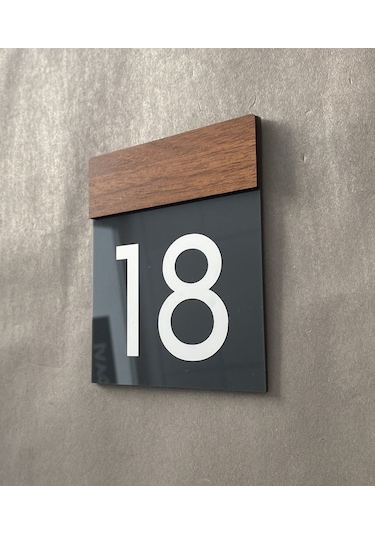 Wooden Serisi Minimal Kapı Numarası
