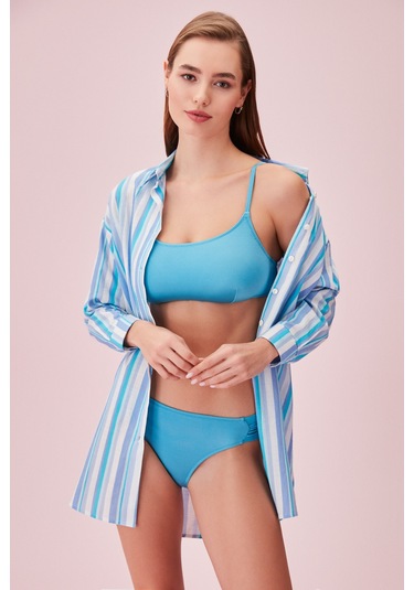 Suwen Greta Tunik Sba24320642 Turkuaz Çizgili Turkuaz