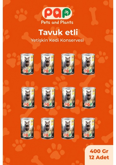 Pets And Plants Tavuk Yetişkin Kedi Konservesi 12 x 400 G