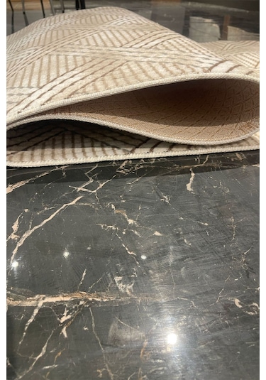 Tropikal Home Relax Konforlu Şık Dekoratif Kaymaz Tabanlı , Yıkanabilir Ve Leke Tutmaz Dört Mevsim Yolluk Kahve