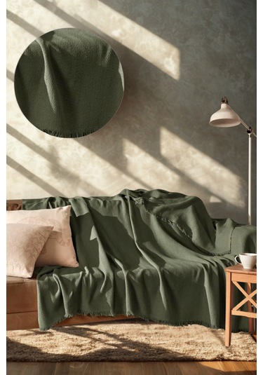 Pamuklu Kaymaz Koltuk Örtüsü&koltuk Şalı Çizgi Desenli 170x200