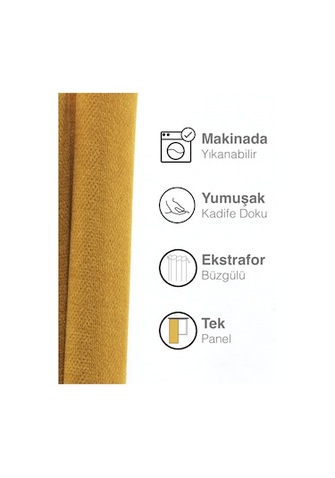Kadife Dokulu Kadife Çiçeği Ada Fon Perde Ekstrafor Büzgülü Kadife Çiçeği