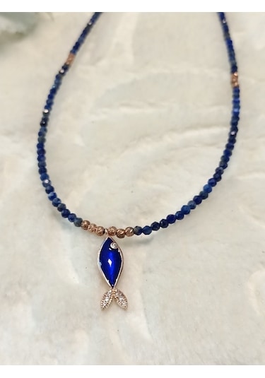 Canka Balık Lapis Doğal Taş Kolye