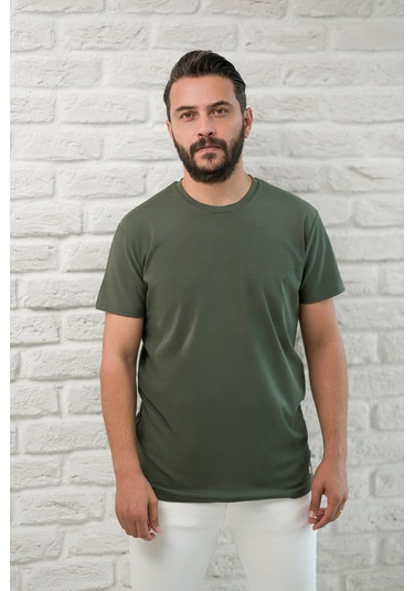 Paul Martin Slimfit Fit Bisiklet Yaka Rayon Kumaş Full Likralı T-shirt Yeşil