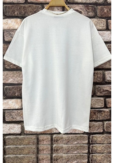 Erkek Belive İn Yourself Baskılı Oversize Tshirt Beyaz