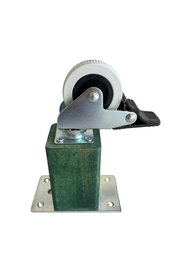 Kale Ahşap Tekerli Ayak Mobilya Masa Ve Dolap Tekerli Ayağı Frenli 12cm Yeşil 2 Adet Kayın Yeşil