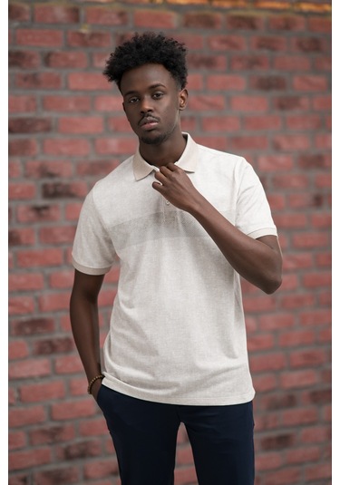 Advante Regular Fit Likralı Çizgili Polo Yaka T-shirt Kahverengi