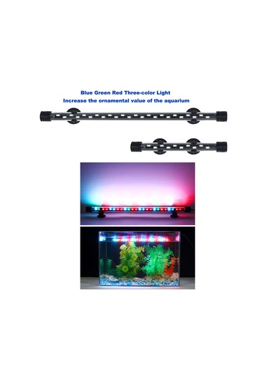 Vkemall Akvaryum Aydınlatma Lambası - Yüksek Parlaklık Led - Balık Görünümü Ve Peyzaj İçin - Yeşil, Mavi, Kırmızı Işık - 24 Led - Avrupa Standartı 8w