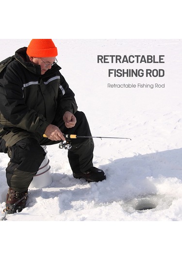 Neevoyu "kompakt Karbon Fiber Kışlık Olta Çubuğu - Kaymaz Ahşap Sap, Taşınabilir Ve Dayanıklı"