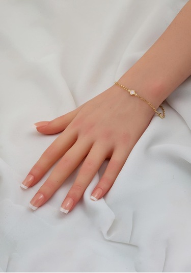 Bilezikci Pembe Yoncalı 14 Ayar Kolye Bileklikli Altın Set