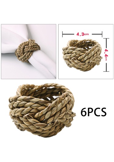 Homyl 6x El Yapımı Peçete Halkaları Tutacağı 4.3x4.4cm Haki