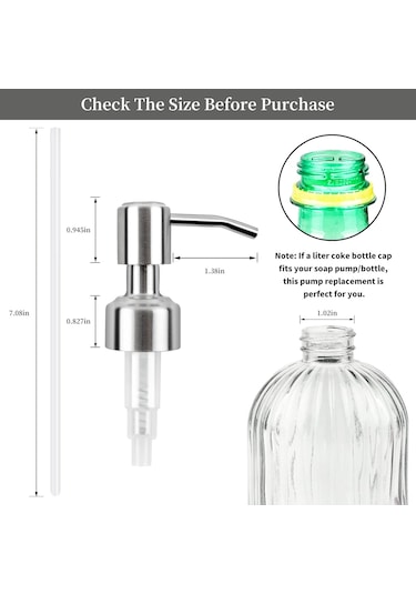 Ximistore9 6 Adet 304 Çelik Sabun Dispenseri Pompa Kafa, 28/400 Standart Ağızlı Şişelere Uygun, 7 İnç 6 Pipetli, Ev Ve Banyo Kullanıma Uygun Gümüş