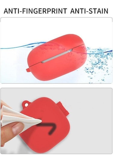 Kırmızı Silikon Koruyucu Kapak Qcy T13 Anc Airdots Tws Bluetooth Kulaklık Kutusu Toz Geçirmez Koruyucu Kılıf