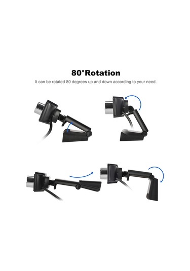 Fosenze Usb 2.0 Web Kamera 720p Hd 120 Derece Geniş Açı 80 Ayarlanabilir Gürültü Engelleme Mikrofon Plug & Play Qq Skype Uyumlu