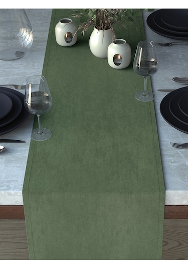 Kadife Dokulu Tatlı Yeşil Runner Tatlı Yeşil