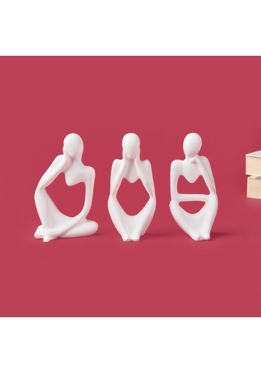 Evidea Deco Human 3'lü Biblo - Beyaz Beyaz